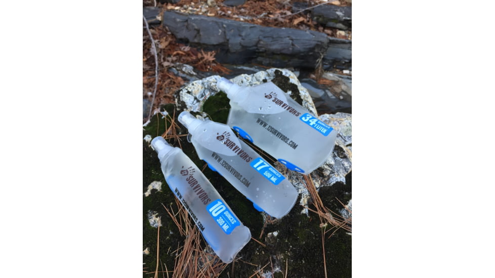 12 Survivors Collapsible Water .3L Bottle, Clear, TS76004