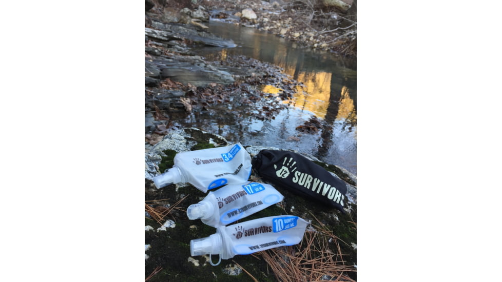 12 Survivors Collapsible Water .3L Bottle, Clear, TS76004