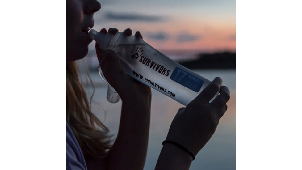 12 Survivors Collapsible Water .5L Bottle, Clear, TS76005