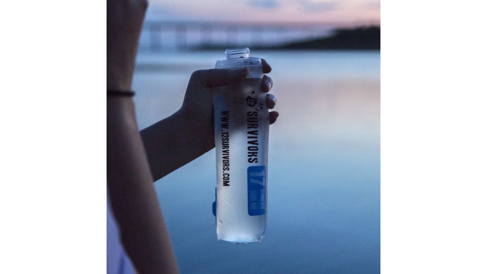 12 Survivors Collapsible Water .5L Bottle, Clear, TS76005