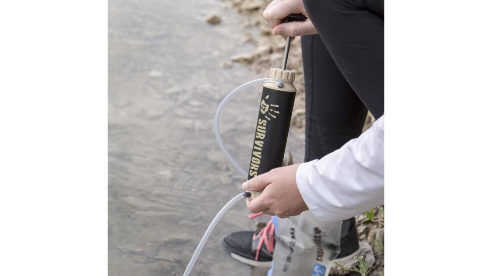 12 Survivors Hand Pump Water Purifier, Tan, TS76003