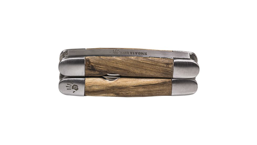 12 Survivors Pocket Harvester, Zebra Wood Handle TS72002B