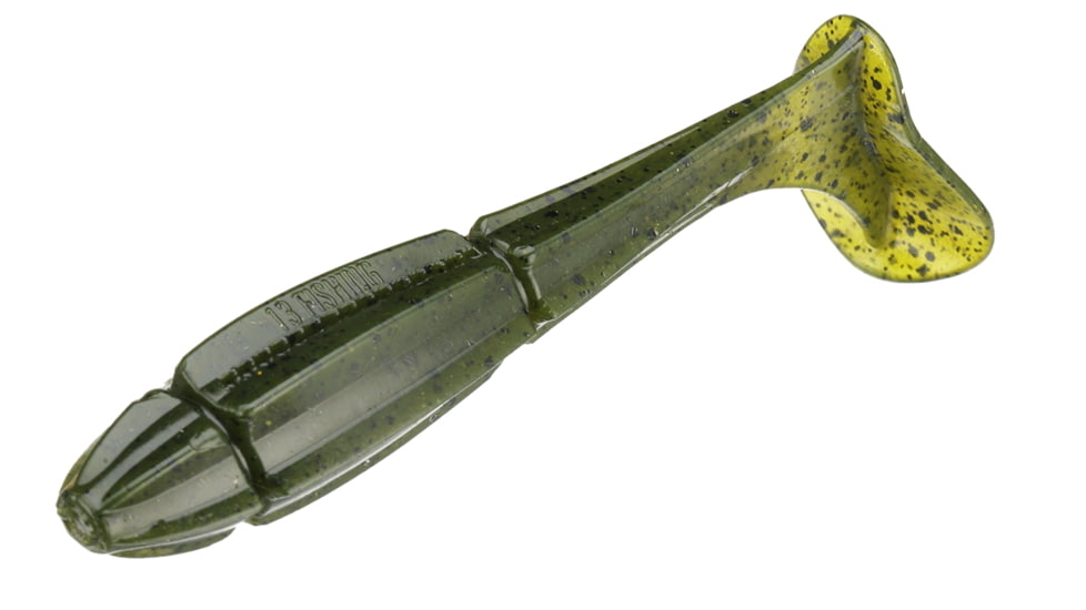 13 Fishing Churro Paddle Tail Swimbaits, 5, 4.25in, Collard Greens, CHU4.25-11