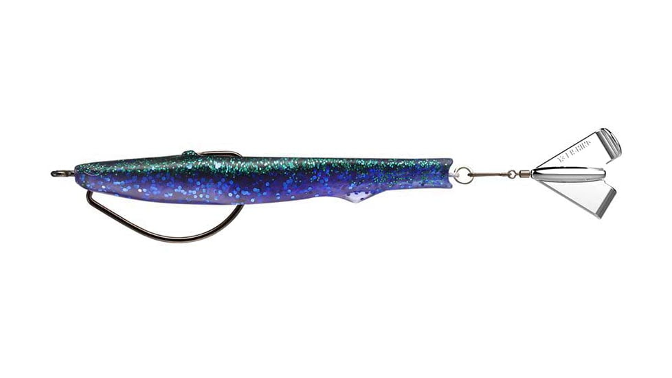 Rapala Motor Boat Swimbait Wide Gap Fishing Hook w/ Hard Rear Prop, 3/8oz, 4in, 1 Piece, Blueberry Yum, MBT4-35