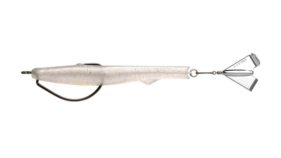 Rapala Motor Boat Swimbait Wide Gap Fishing Hook w/ Hard Rear Prop 3/8oz, 4in, 1 Piece, Whitey Tighties, MBT4-18