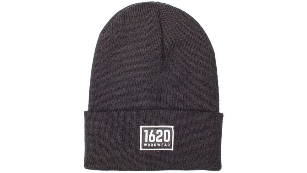 1620 Workwear Cuffed Beanie, Patch, Black, One Size, A-06-B