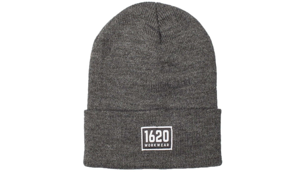 1620 Workwear Cuffed Beanie, Patch, Charcoal, One Size, A-06-C