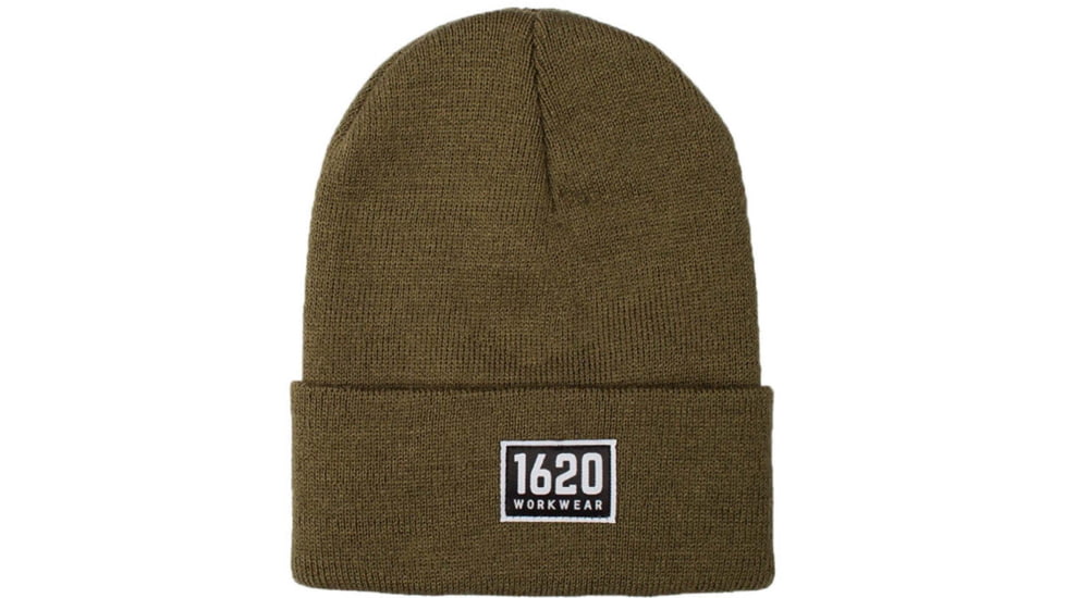 1620 Workwear Cuffed Beanie, Patch, Hunter Green, One Size, A-06-H