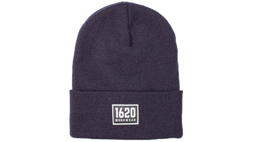 1620 Workwear Cuffed Beanie, Patch, Uniform Blue, One Size, A-06-N