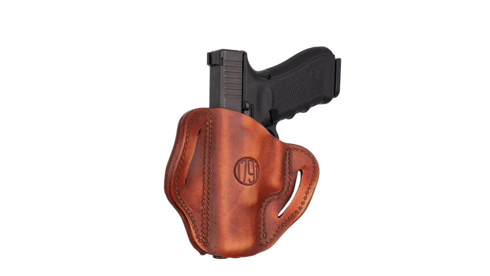 1791 Gunleather BH2.1- Open Top Multi-Fit Belt Holster 2.1, Glock 17/19, FN FNS-9, Ruger SR9, Right Hand, Size 2.1, Vintage, Vintage, 2.1, BH2.1-VTG-R