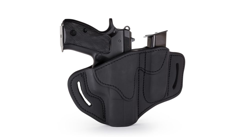 1791 Gunleather Combo Open Top Multi-Fit Belt Holster 2.1 and Mag 1.2, S&amp;W MP9, Taurus PT111, Left Hand, Stealth Black, Size 2.1, BH2.1M1.2-SBL-L