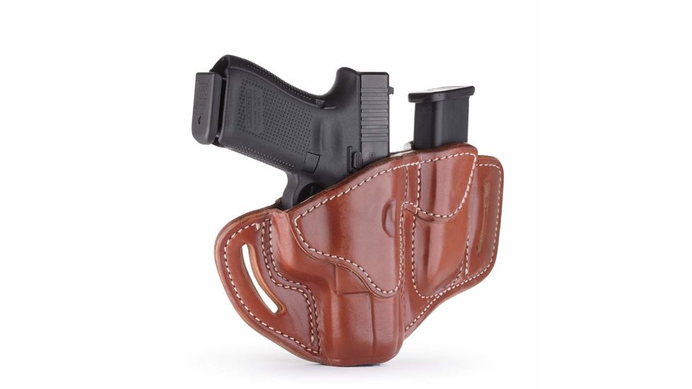 1791 Gunleather Combo Open Top Multi-Fit Belt Holster 2.1 and Mag 1.2, S&amp;W MP9, Taurus PT111, Right Hand, Classic Brown, Size 2.1, BH2.1M1.2-CBR-R