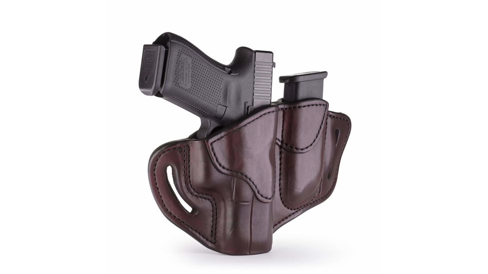 1791 Gunleather Combo Open Top Multi-Fit Belt Holster 2.1 and Mag 1.2, S&amp;W MP9, Taurus PT111, Right Hand, Signature Brown, Size 2.1, BH2.1M1.2-SBR-R