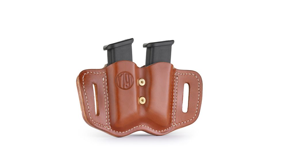 1791 Gunleather Double Magazine Holster for Polymer Double Stack, Classic Brown, Size 2.2, MAG-F-2.2-CBR-A