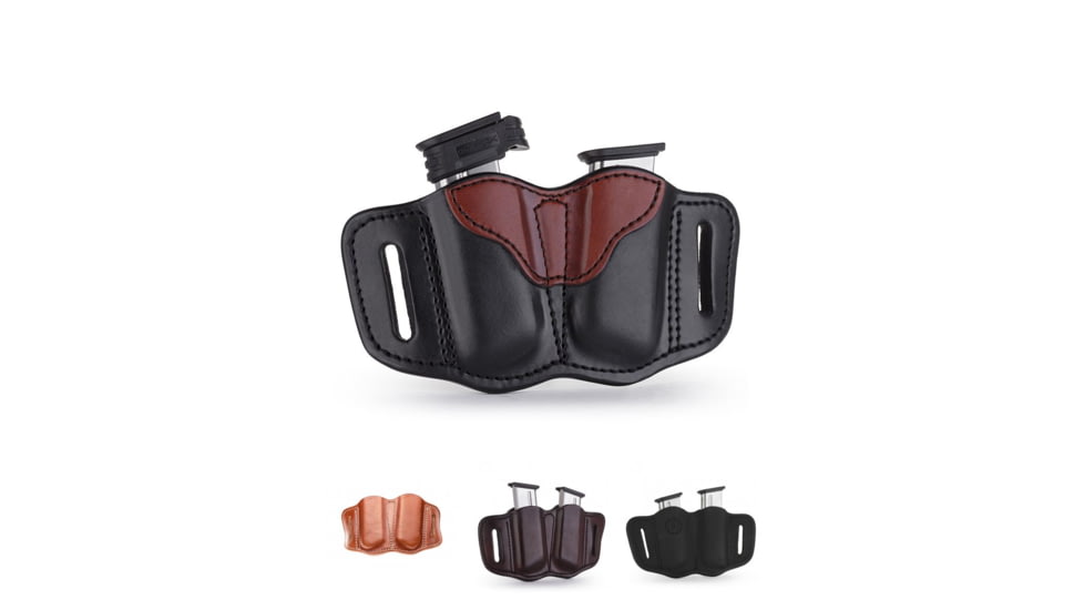 1791 Gunleather MAG 2.1 - Double Magazine Holster for Single Stack Mags, Brown on Black, Classic Brown, Signature Brown, Stealth Black