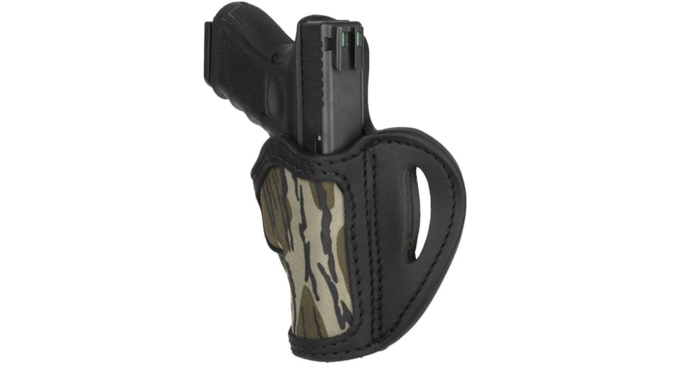 1791 Gunleather Mossy Oak Bottomland Camo Nylon, Optic Ready, Open Top Belt Holster, Size 2.1, RH, Stealth Black/Bottomland Camo, Stealth Black/Bottomland Camo, 2.1, MOBH-2.1-SBL-R