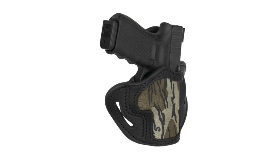 1791 Gunleather Mossy Oak Bottomland Camo Nylon, Optic Ready, Open Top Belt Holster, Size 2.1, RH, Stealth Black/Bottomland Camo, Stealth Black/Bottomland Camo, 2.1, MOBH-2.1-SBL-R