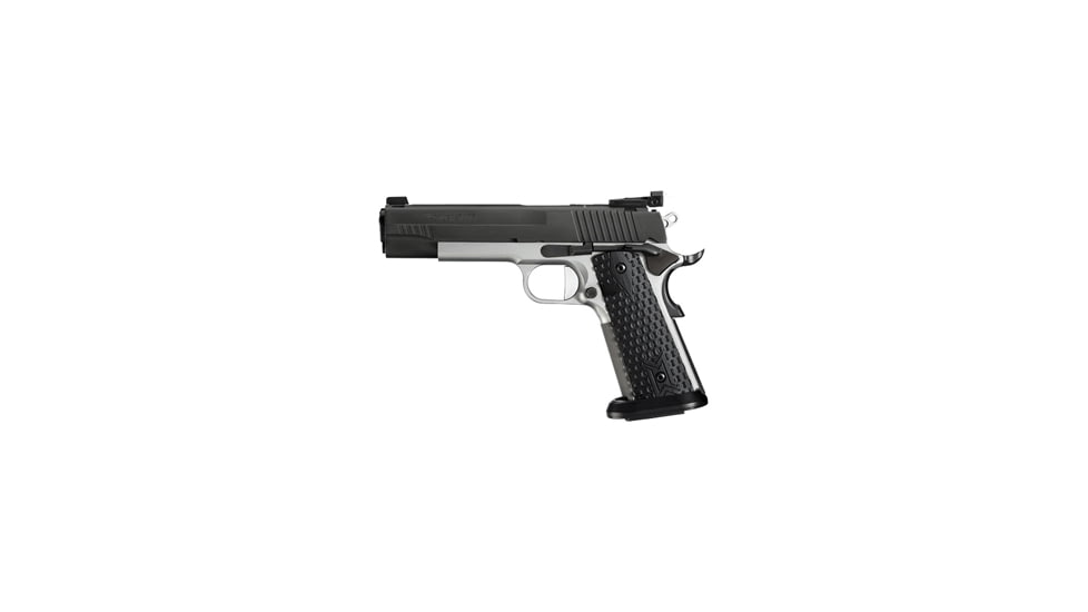 SIG SAUER 1911 MAX Pistol, .45 ACP, 5 in barrel, stainless steel frame, Hogue G10 composite grip, recoil operated semi-automatic, fiber-optic front, adj. target rear, 8 round magazine, 1911 MAX-1-FRRMPG
