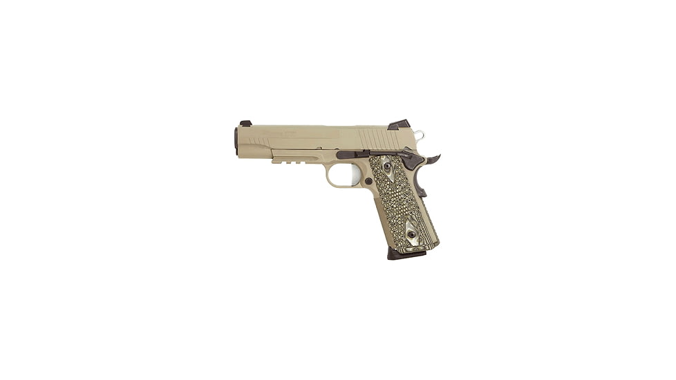SIG SAUER 1911 Scorpion Pistol, .45 ACP, 5 in barrel, stainless steel frame, Hogue G10 composite grip, recoil operated semi-automatic, low profile night sights, 8 round magazine, 1911 Scorpion-1-FRRMPG