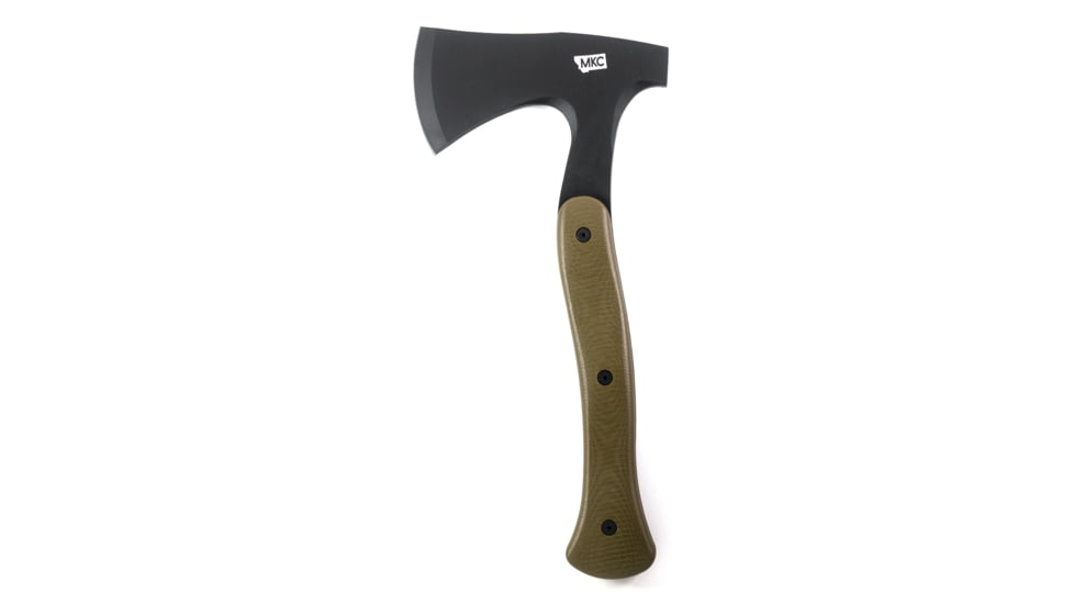 Montana Knife Company Hellgate Hatchet, 4.875 inch, 52100 Ball Bearing Steel, Parkeized Finish, G-10 Handle, Olive, 10.0625 inch, MKC-000362