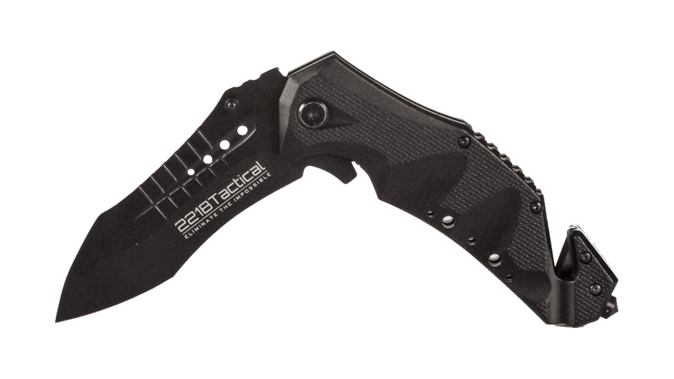 221B Tactical Vanquish First Responder RFX Tool - Assisted Opening Folding Knife, 440C Stainless Steel Blade, Black, VNQ-FRX-OS-BLK