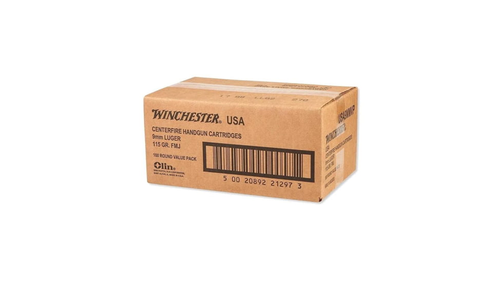Winchester 9mm 115gr FMJ Bulk 1000 RD CASE 5-boxes/200RD, USA9WC