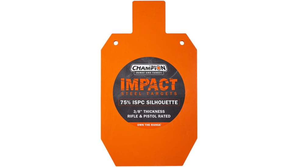 Champion Traps and Targets Impact Steel Silhouette Target - 75% IPSC Rifle Rated, Orange, 44922C