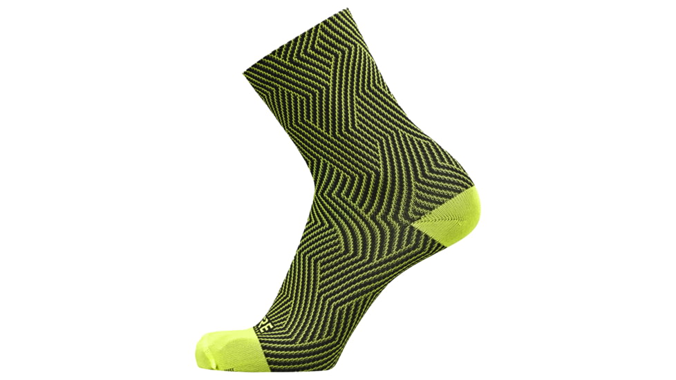 GOREWEAR C3 Mid Socks in Neon Yellow/Black 3.5-5 Moisture Wicking BDD817EF, 100227-0899-S