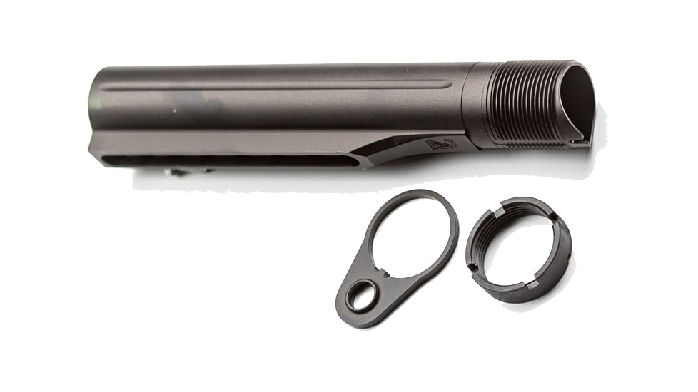 2A Armament 8 Position Billet Buffer Tube, Assembly, AR15, Mil Spec, Black, 2A-BTA6-1