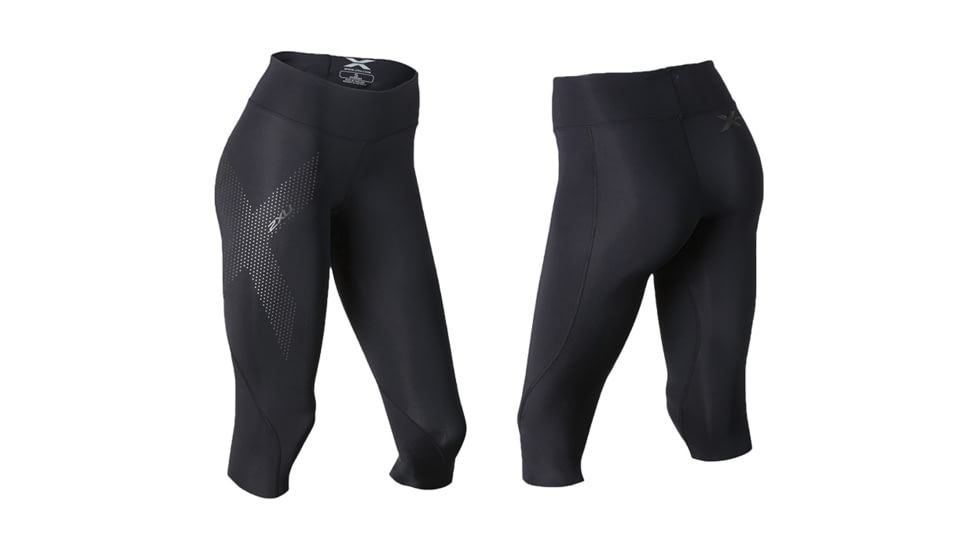 2XU Wmn Midrise Ct 3/4 Blk Sm WA2865b BL/DRF S