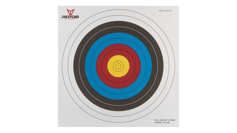 30-06 Outdoors Paper Archery Target, 10-ring, 17x17in, 100ct, TAR10-100