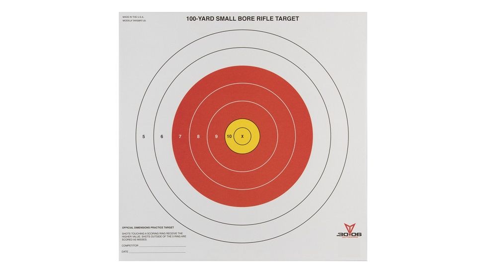 30-06 Outdoors 100 yd Small Bore Rifle Target 20ct Packaged, White, TARSBRT-20