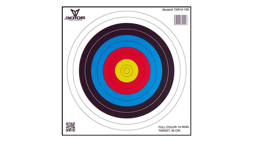 30-06 Outdoors Paper Archery Target, 10-ring, 17x17in, 100ct, TAR10-100