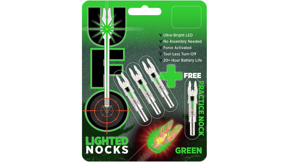 .30-06 Outdoors UFO Lighted 3+1 BP Nock, .166, Green, UFO166G