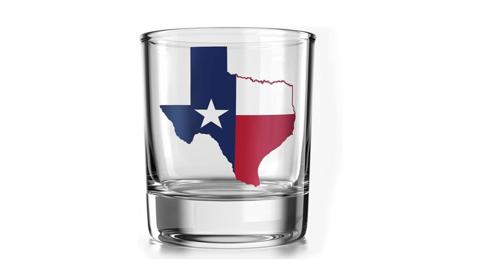 Old Southern Brass Texas Flag Whiskey Glass, Clear, 10 oz, OSB-WG-TF