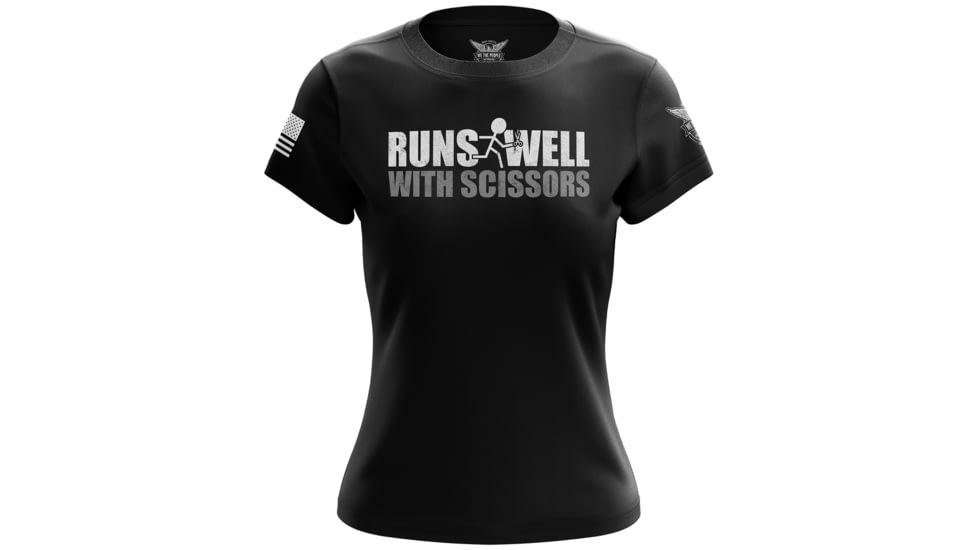 Wethepeopleholsters.Com Runs Well With Scissors Womens Short Sleeve Shirt, runs-well-with-scissors-womens-short-sleeve-shirt