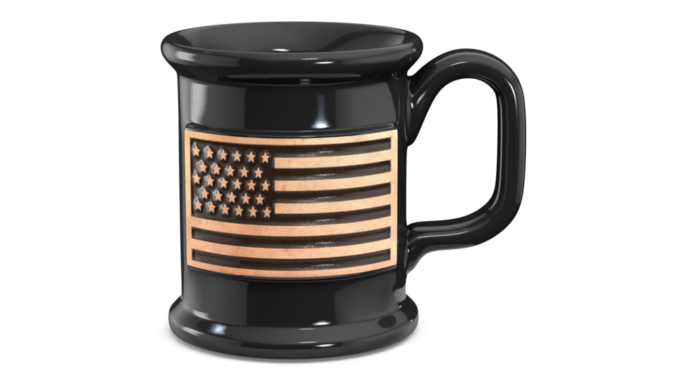 Old Southern Brass Ceramic Handmade Coffee Mug, Embossed American Flag, Black/Gold, One Size, OSB-MUG-AF