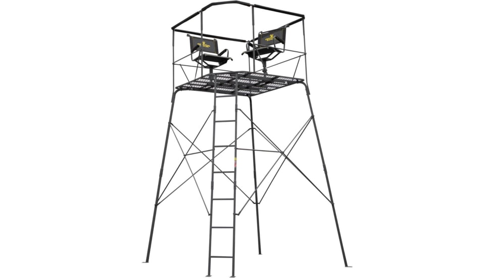 Barronett Blinds Rivers Edge Quad Pod Tower Stand 2-Man with Swivel Chairs F24CD3EF, QRRE401