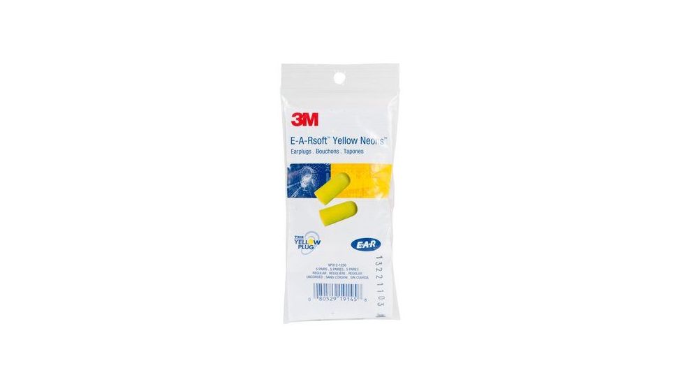 3M E-A-Rsoft Uncorded Earplugs, Vending Pack, Yellow Neon, 5 Pair/Pack, VP312-1250