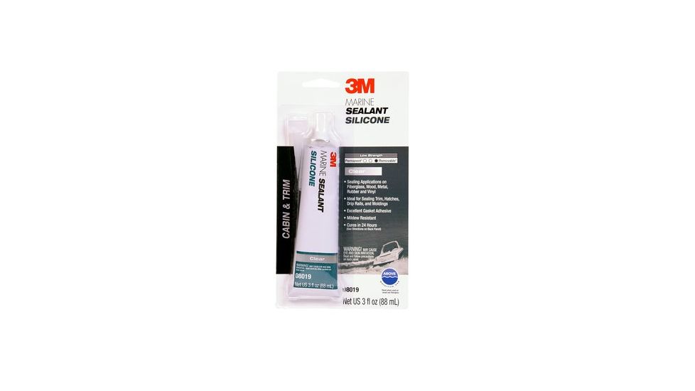 3M Marine Grade Silicone Sealant,Clear,3oz. 8019