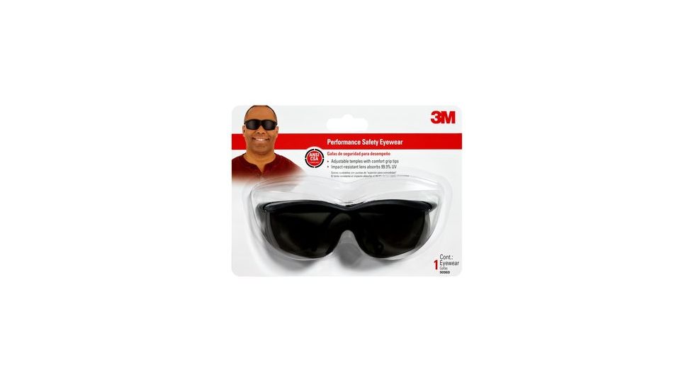 3M Performance Safety Eyewear,Black Frame,Gray Lens,Ea 90969-00001