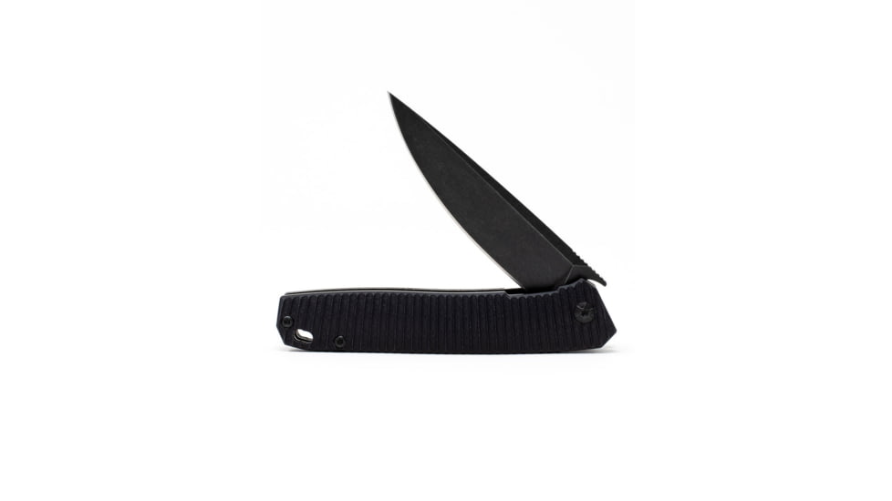 3V Gear Black React Folding Knife - Grooved G10/Black Coated, black-react-folding-knife-grooved-g10-black-coated