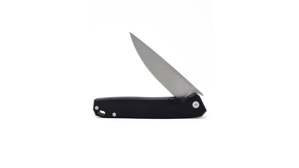 3V Gear Black React Folding Knife - Plain G10/Stone Washed, black-react-folding-knife-plain-g10-stone-washed