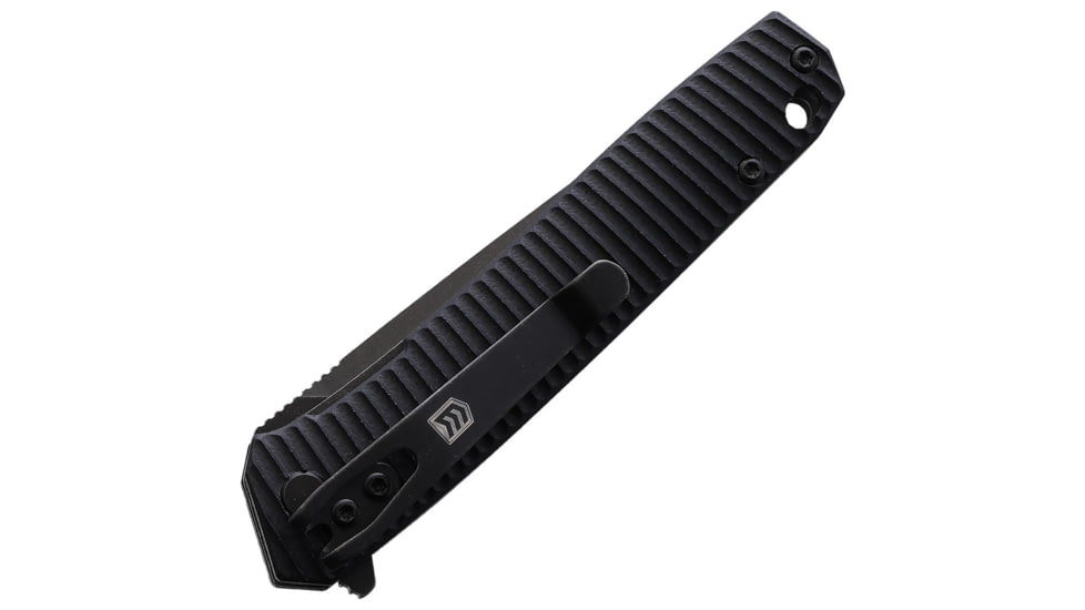 3V Gear Dia De Los Muertos Folding Knife, 3.75in Closed, 3in, 8Cr14MoV, Black Coated Blade, Black Grooved G10 Handle, VVV-GB-BC-MUERTOS