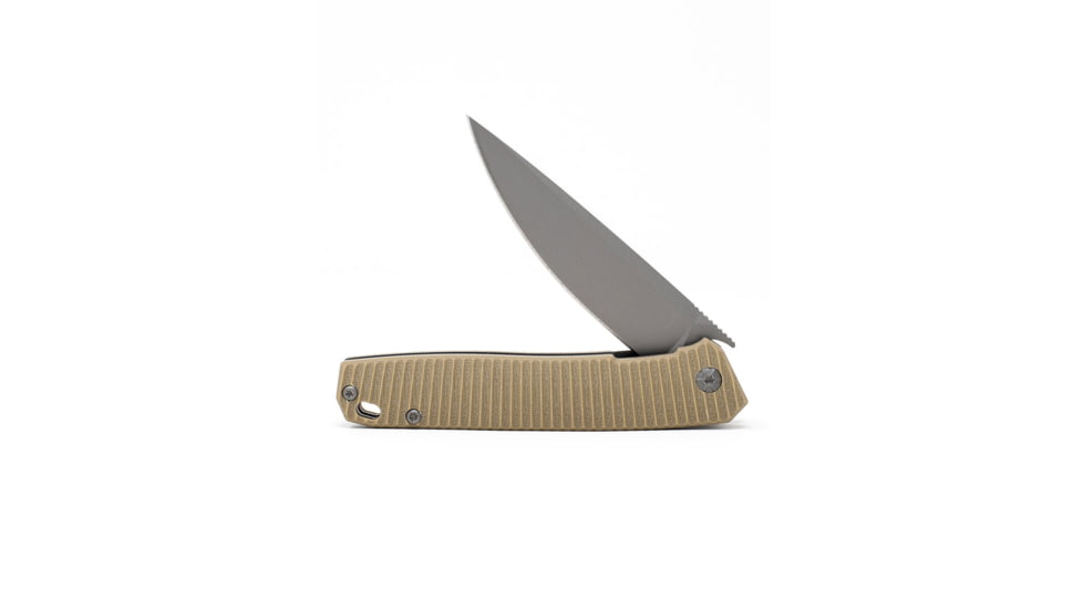 3V Gear Tan React Folding Knife - Grooved G10/TI Coated, tan-react-folding-knife-grooved-g10-ti-coated