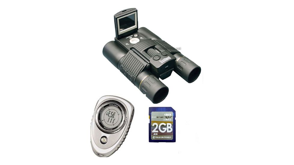 3-PC Nature Discovery Hiking Gift Kit - Bushnell LCD Digital Camera Binoculars w/ SD slot, Video mode 118323 , Silicon Power 150X 2GB Digital SD Memory Card and Brunton Digital Compass NOMADV2