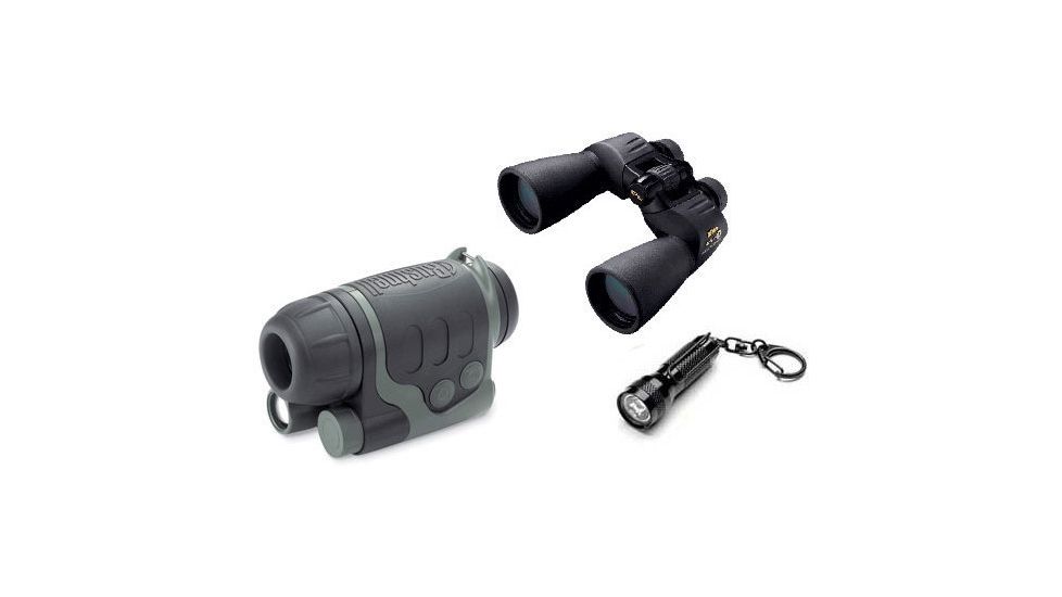 3-PC Night Day Hiking Gift Package - Nikon 12x50 Action Extreme Waterproof Binoculars 7246, Bushnell 2X24 Night Vision Monoculars 262024, Streamlight Key-Mate with White LED 72001