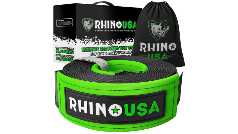 Rhino USA 3 x 8 Recovery Tree Saver Strap 895D3ED8, Green, RG-TS3X8-GRN