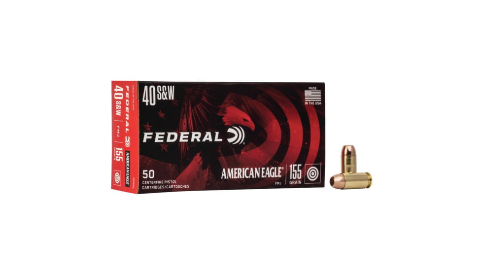 Federal American Eagle Handgun Ammunition .40 S&amp;W 155 gr FMJ 1160 fps 1000/ct 9D7539D8, FAAE40R2C