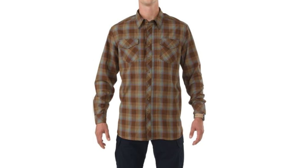 5.11 Tactical Flannel Long Sleeve Shirt, Bark - 72404115XXL